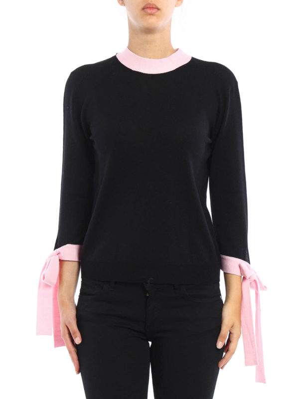 m.s.g.m.: crew necks online - Bow detailed wool crewneck