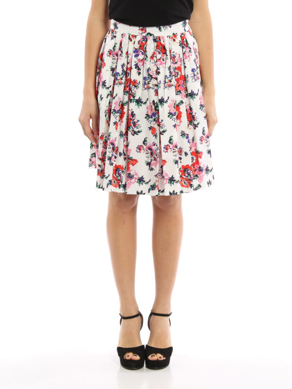 m.s.g.m.: Knee length skirts & Midi online - Floral print cotton skirt