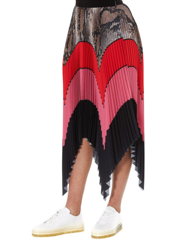 m.s.g.m.: Knee length skirts & Midi online - Multicoloured striped pleated skirt