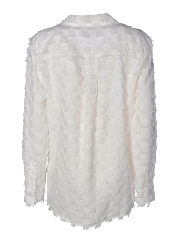 m.s.g.m.: camicie online - Camicia bianca con dettaglio frange