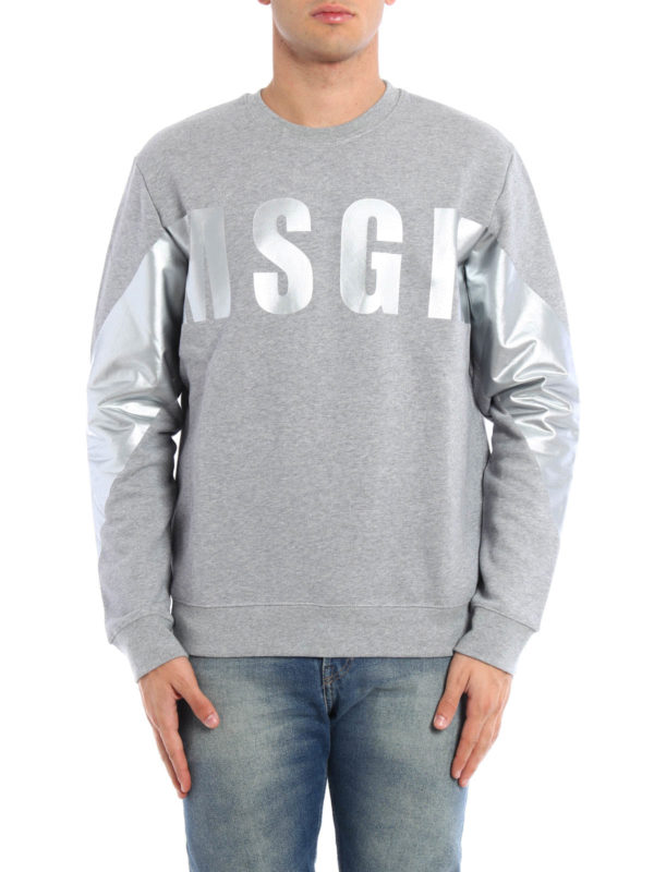 M.S.G.M. Metallic logo sweatshirt - Grey - Men