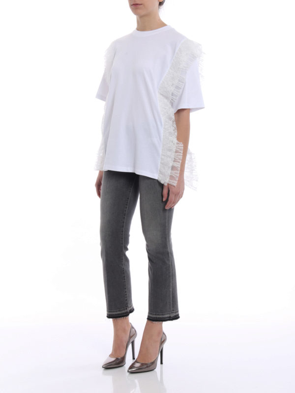 m.s.g.m.: t-shirts online - Pleated lace inserts over T-shirt