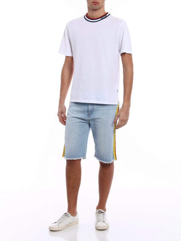 m.s.g.m.: t-shirts online - White T-shirt with ribbed collar