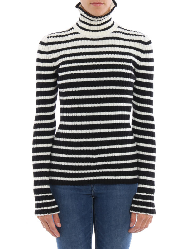 m.s.g.m.: Turtlenecks & Polo necks online - Ruched striped ribbed turtleneck