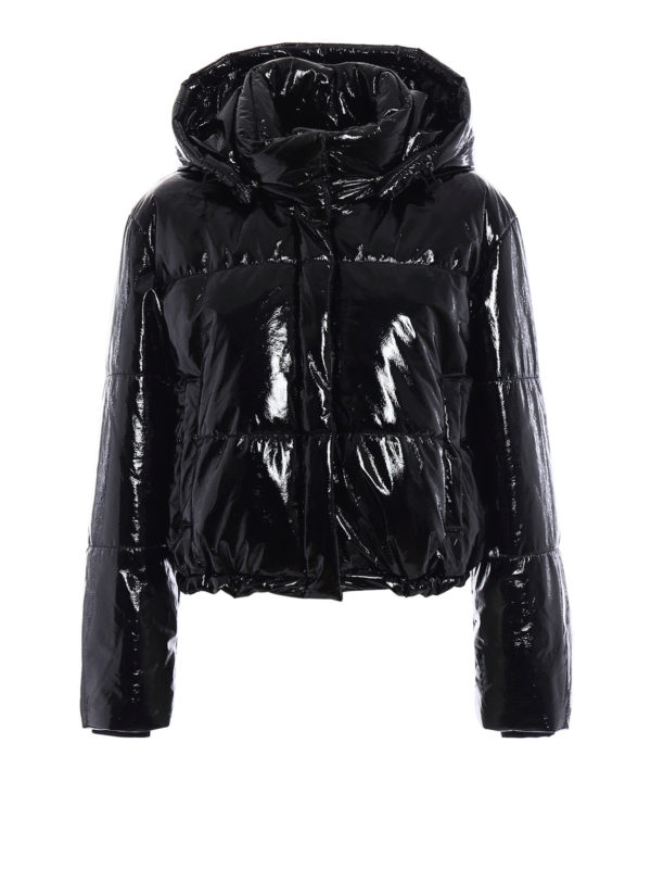 m.s.g.m.: padded jackets - Glossy hooded puffer jacket