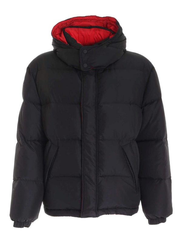 m.s.g.m.: giacche imbottite - Piumino nero e rosso reversibile con logo