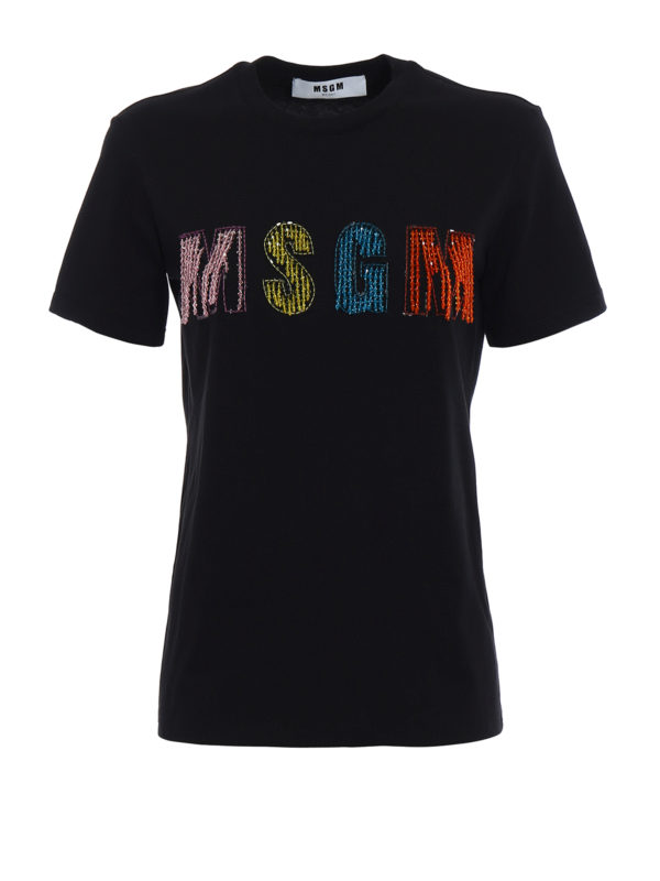 M.S.G.M. Beaded logo T-shirt - Black - Women