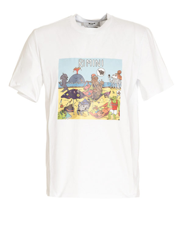 m.s.g.m.: T-shirts - T-Shirt - Weiß