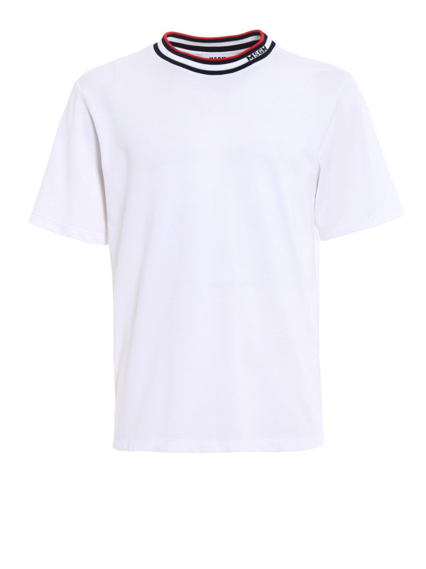 m.s.g.m.: t-shirts - White T-shirt with ribbed collar