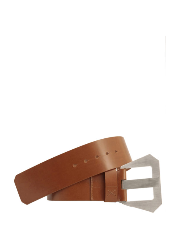 Maison Margiela: belts - Maxi angular buckled leather belt