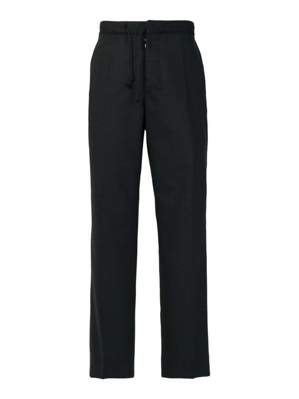 Maison Margiela: casual trousers - Wool blend slacks with drawstring