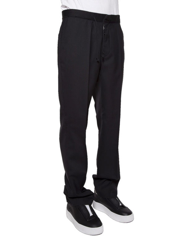 Maison Margiela: casual trousers online - Wool blend slacks with drawstring