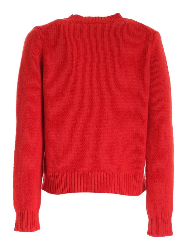 MARC JACOBS: crew necks online - White inlay jumper in red