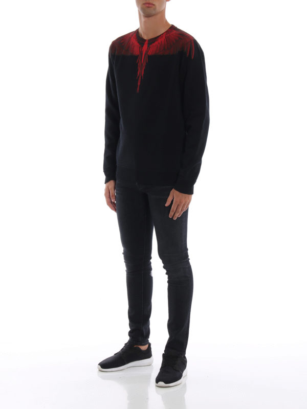 Marcelo Burlon: Felpe e maglie online - Felpa Wings nera e rossa