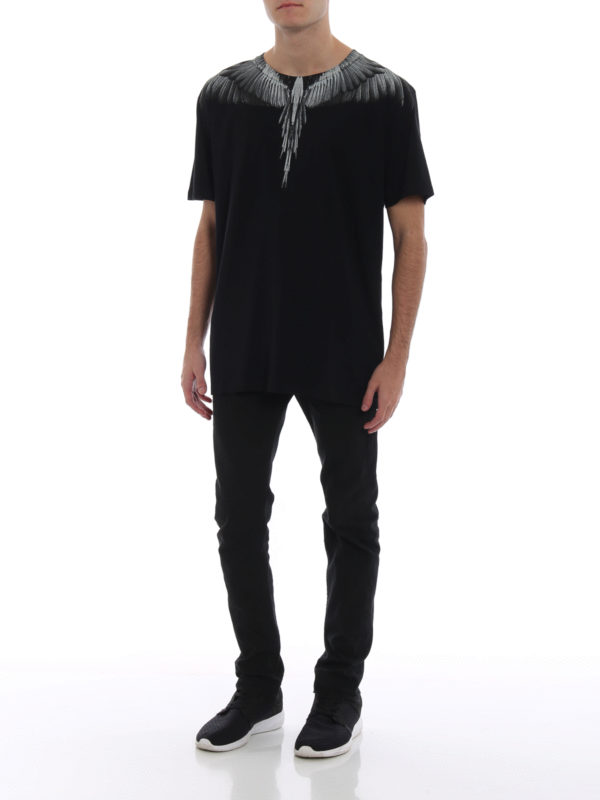 Marcelo Burlon: t-shirts online - Black and light grey Wings Tee