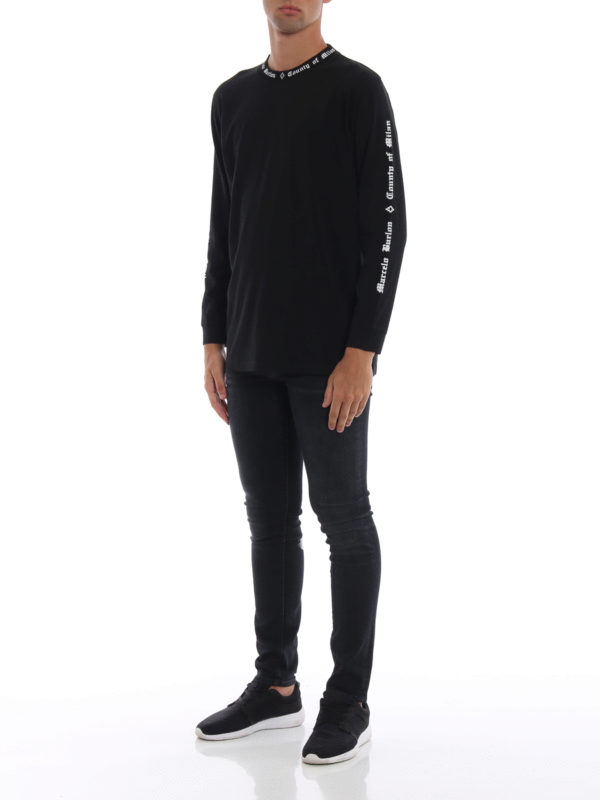 Marcelo Burlon: t-shirt online - T-shirt MB nera a maniche lunghe