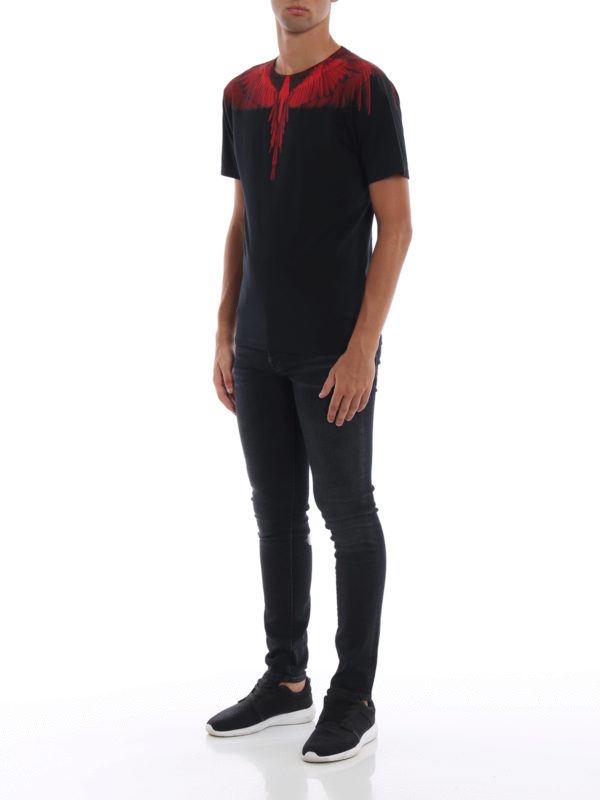 Marcelo Burlon: t-shirt online - T-shirt Wings nera e rossa