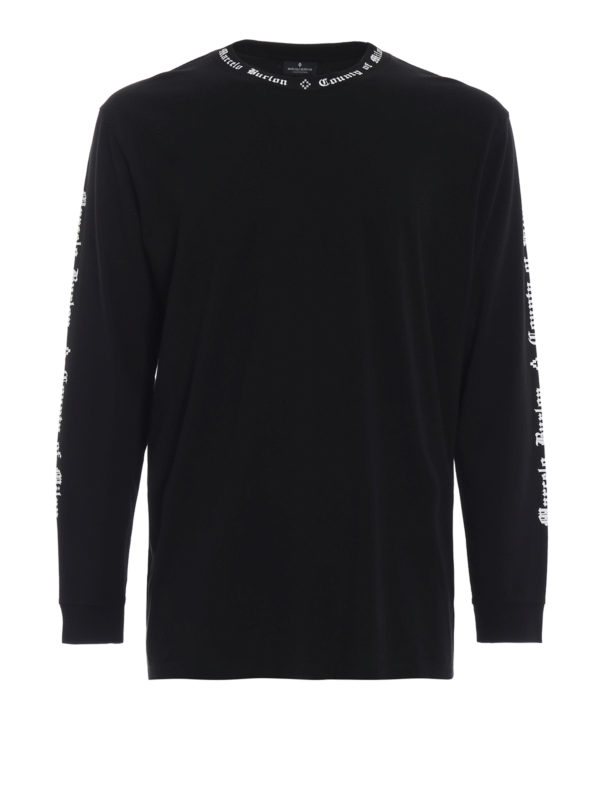Marcelo Burlon: t-shirt - T-shirt MB nera a maniche lunghe