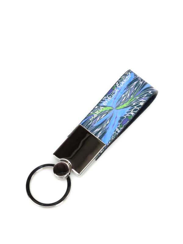 MARIA ENRICA NARDI: key holders - Macula Blu leather and steel key holder