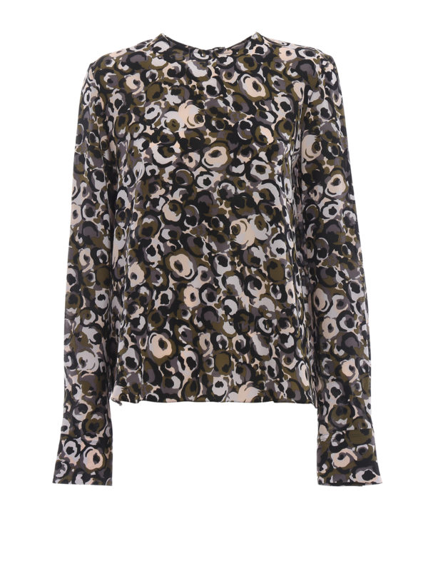 Marni: blouses - Patterned silk blouse with rear zip