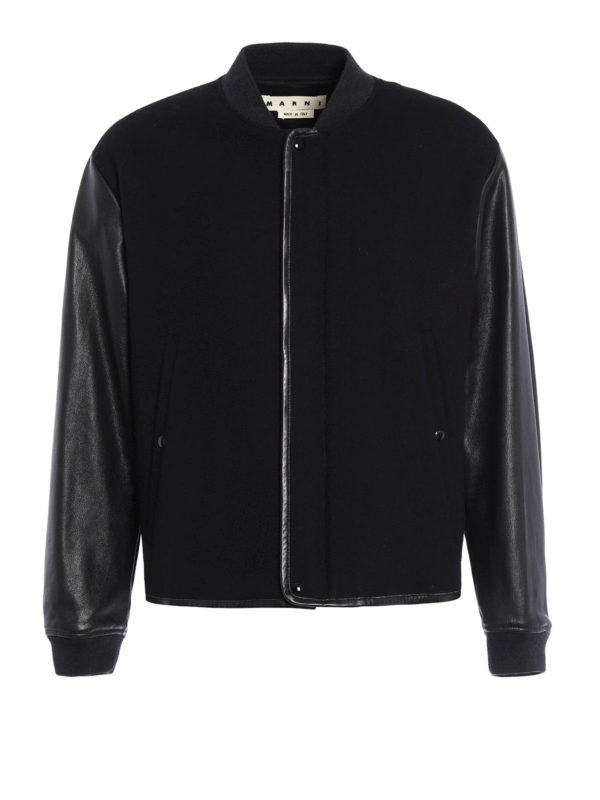 Marni: レザージャケット - レザーコート メンズ - 黒