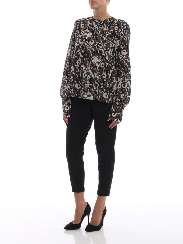 Marni: blouses online - Patterned silk blouse with rear zip