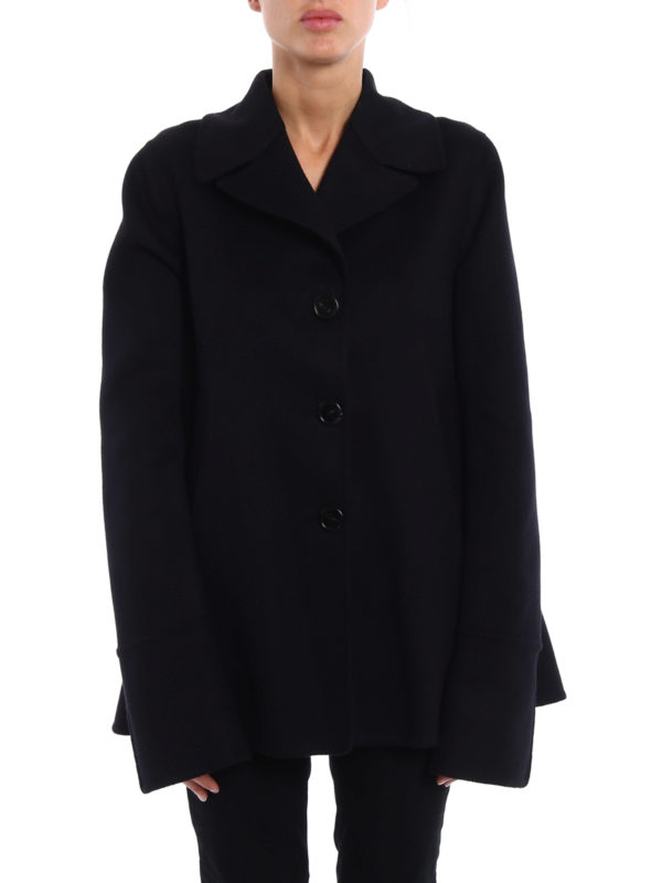 Marni: short coats online - Wool blend flared over short coat