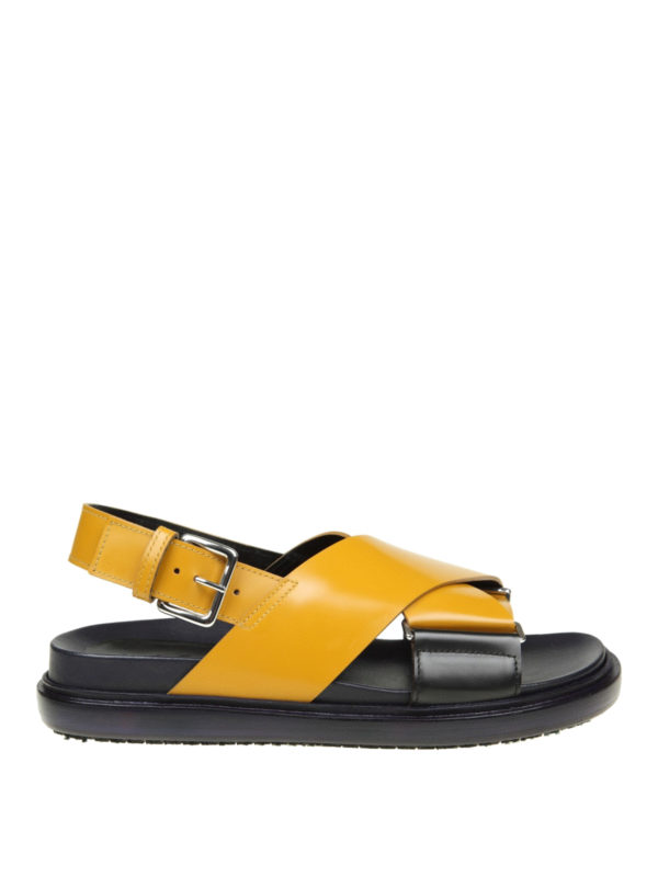 Marni: sandals - Crisscrossed bands yellow sandals