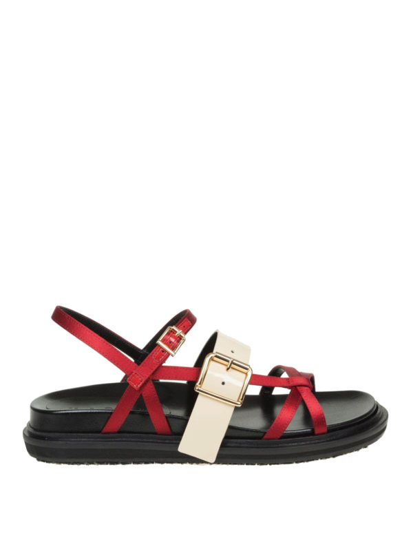 Marni: sandals - Two-tone strappy flat sandals