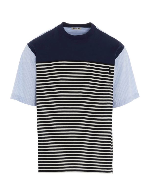Marni: t-shirt - T-shirt Patchwork azzurra