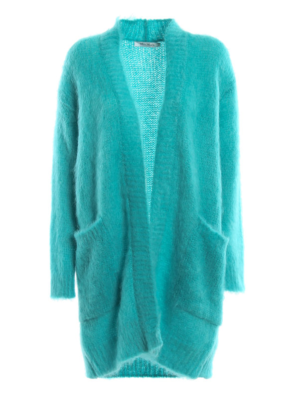 Max Mara: cardigans - Sampang turquoise mohair blend cardigan