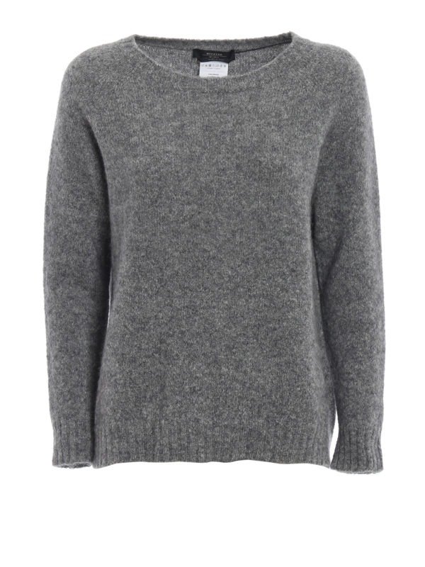 Max Mara: crew necks - Alcide grey alpaca mohair sweater