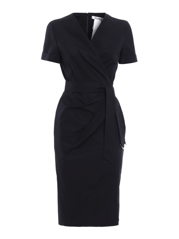 Max Mara Dalmine solid black wrap dress - Black|12212082003