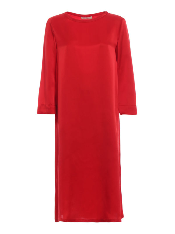 Max Mara: Knielange Kleider - Knielanges Kleid - Rot