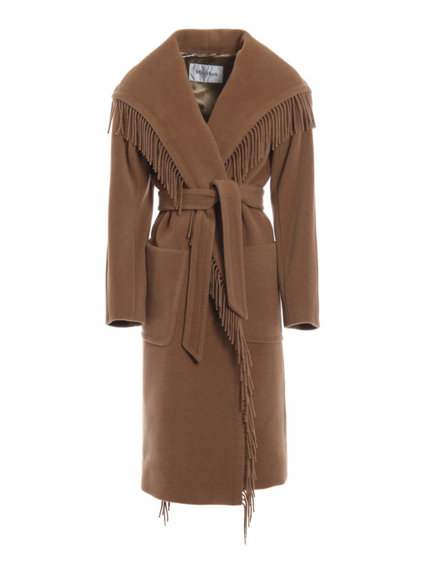 Max Mara: long coats - Fringed Pacos coat