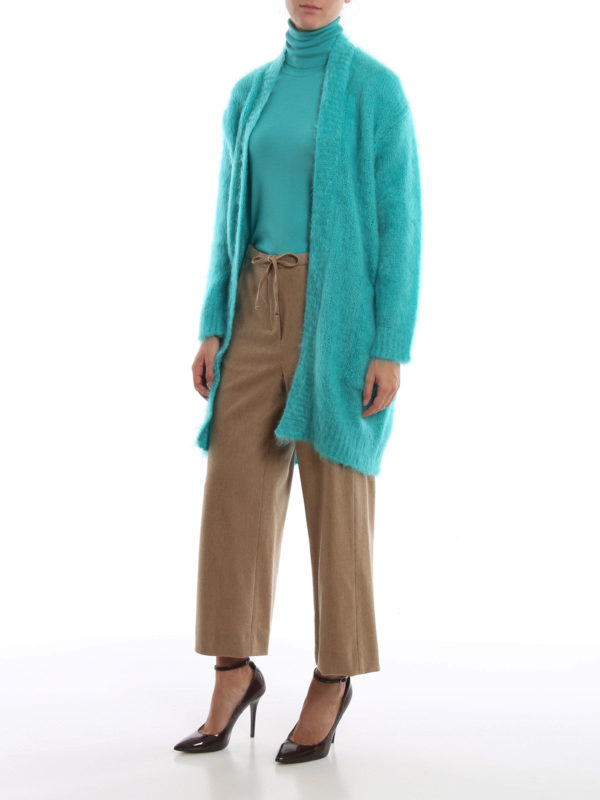 Max Mara: cardigans online - Sampang turquoise mohair blend cardigan