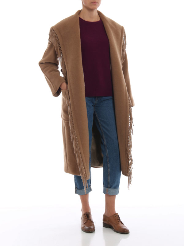 Max Mara: long coats online - Fringed Pacos coat