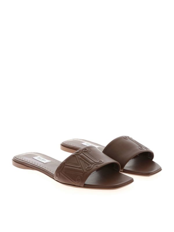 Max Mara: sandals online - Flat leather slides