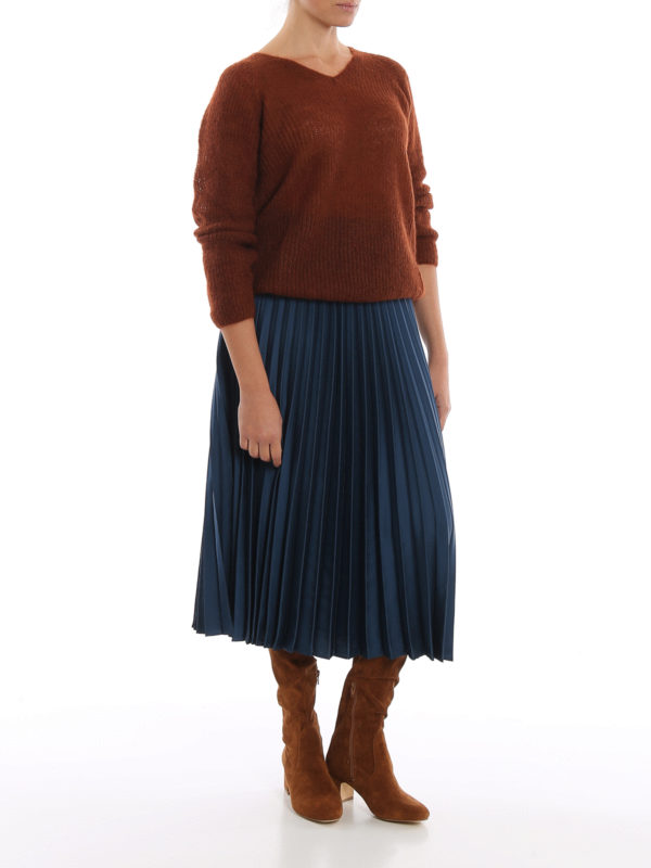 Max Mara: v necks online - Alea brick mohair and wool sweater