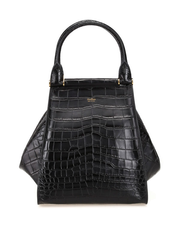 MAX MARA Anita leather Gold Metal Handbag Brown