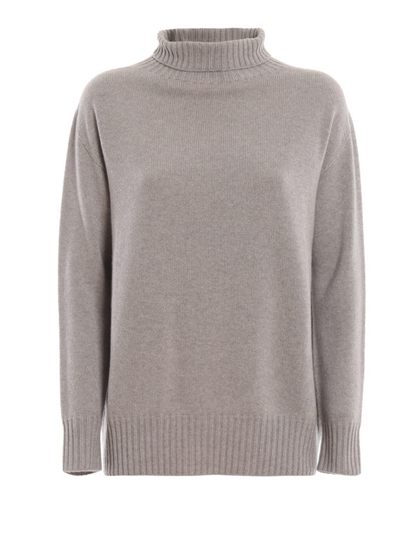 Max Mara: Rollkragenpullover  und Polo-Ausschnitt - Rollkragenpullover - Hellgrau