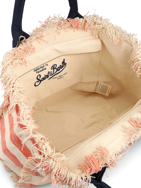 MC2 SAINT BARTH buy online Vanity coral orange stripe canvas beach bag