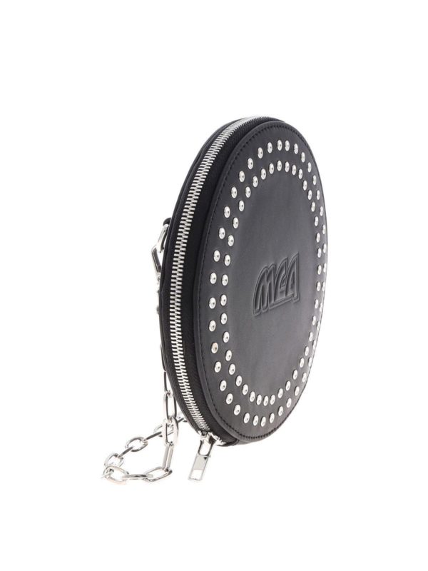 McQ Alexander Mcqueen: borse a tracolla online - Borsa rotonda nera con borchie