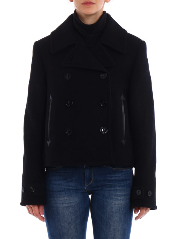 MCQ: casual jackets online - Wool double-breasted crop pea coat