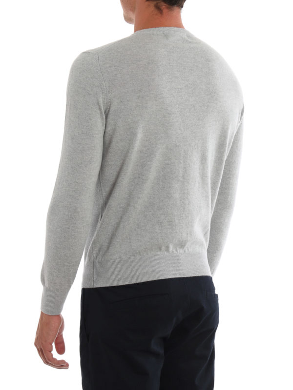 Pull Col V Lamberto Losani 100% Cachemire Gris Pâle Taille XS - Neuf Avec étiquettes