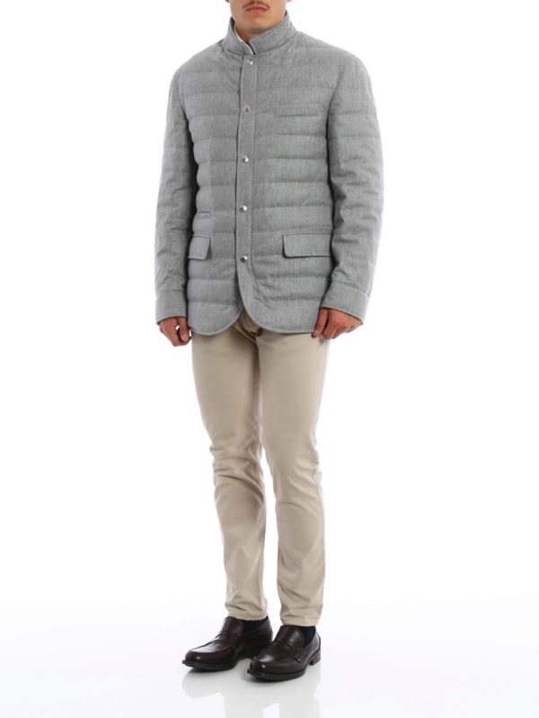 Melange flannel padded jacket shop online: BRUNELLO CUCINELLI