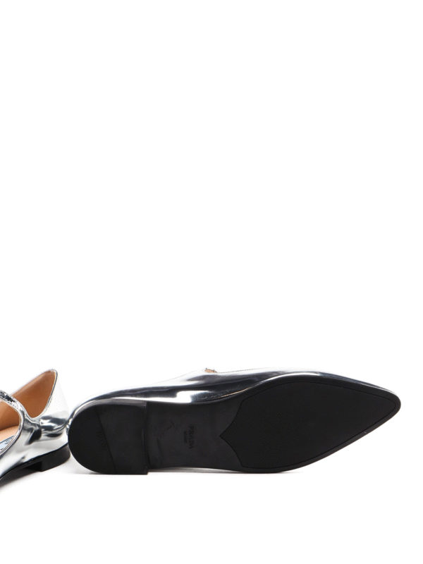 Metallic leather flats shop online: PRADA