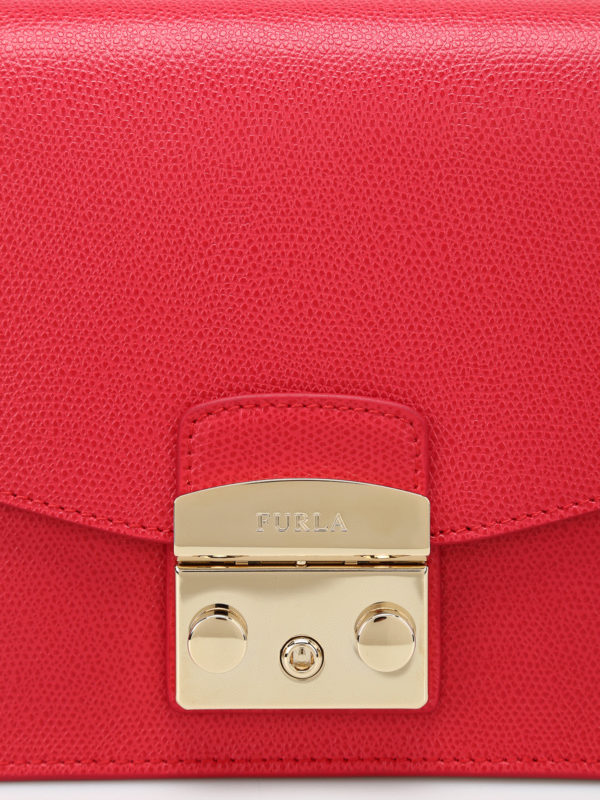 Metropolis S red leather bag shop online: FURLA