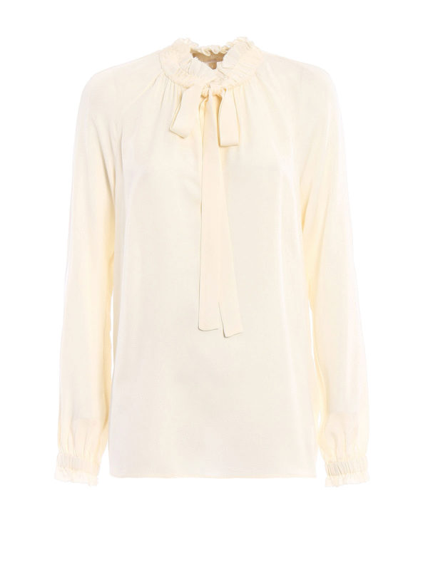 MICHAEL KORS: blouses - Silk gathered collar blouse
