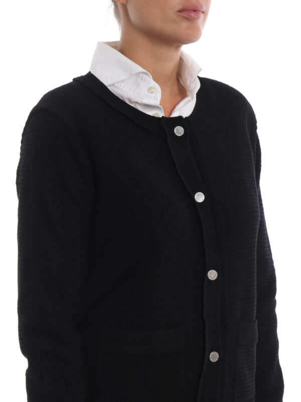 MICHAEL KORS buy online Black honeycomb knitted wool cardigan